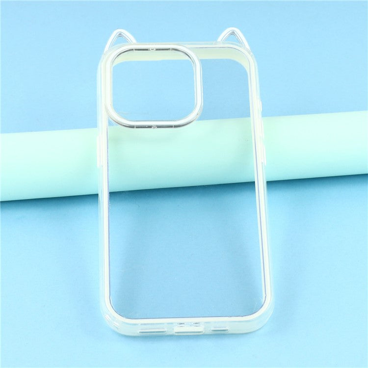 For iPhone 13 Pro Case Cat Ear Design TPU + Acrylic Clear Phone Back Cover - TechGearPal