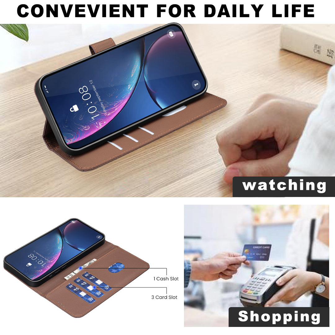 For iPhone 15 Pro Max Case BINFEN COLOR BF35 Geometry Imprinted Leather Phone Cover RFID Blocking Wallet Stand - TechGearPal
