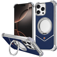 For iPhone 14 Pro Max Case PU Covered Metal Boardless Phone Back Cover with Kickstand - TechGearPal