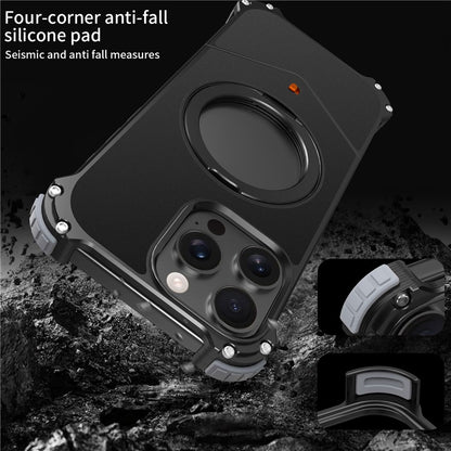 For iPhone 14 Pro Max Case PC + Metal Boardless Phone Back Cover with Kickstand - TechGearPal