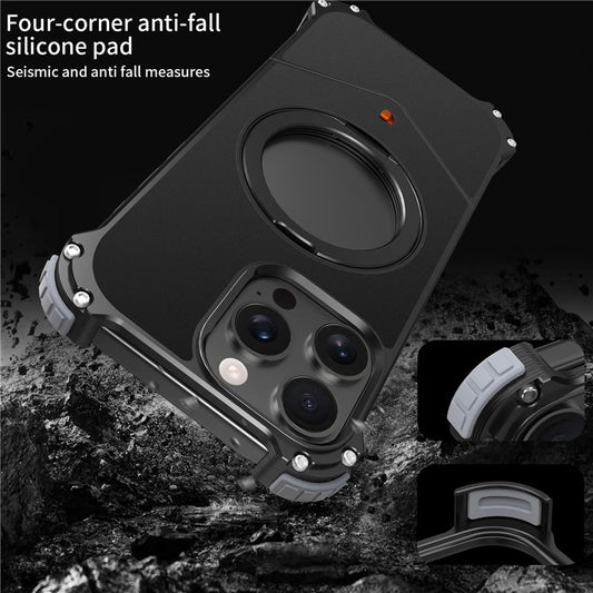 For iPhone 14 Pro Max Case PC + Metal Boardless Phone Back Cover with Kickstand - TechGearPal