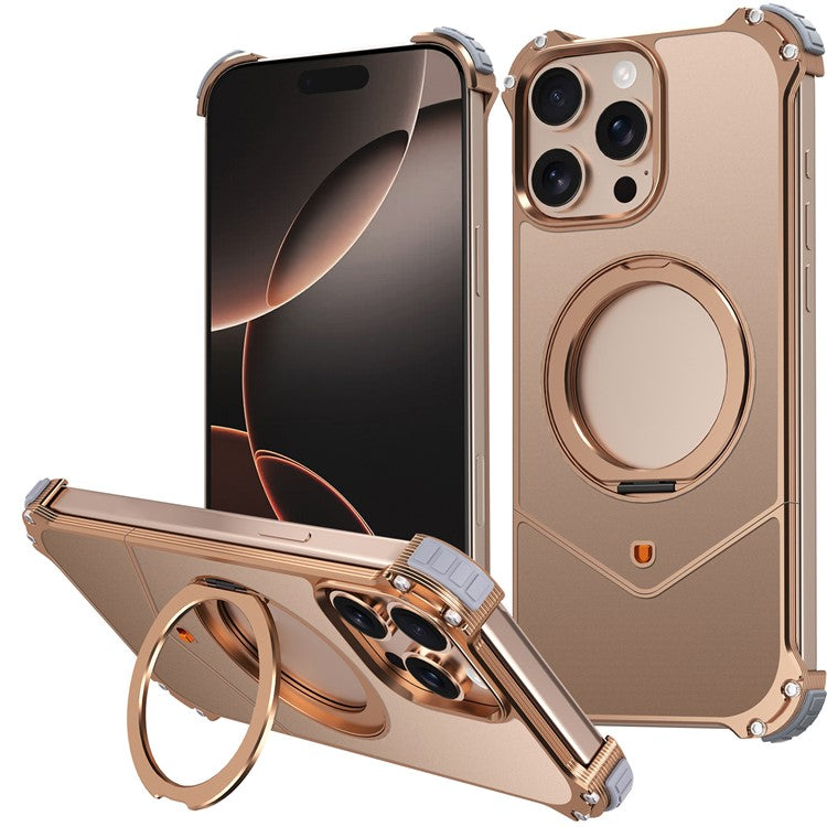For iPhone 14 Pro Max Case PC + Metal Boardless Phone Back Cover with Kickstand - TechGearPal