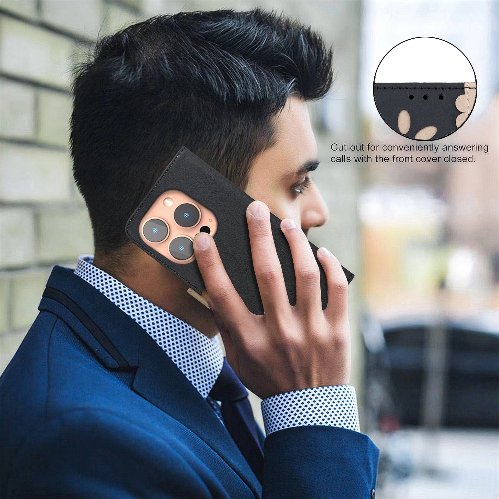 For iPhone 15 Pro Max Leather Case BINFEN COLOR BF36 Floral Pattern Phone Cover RFID Blocking Wallet Stand - TechGearPal