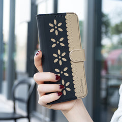 For iPhone 15 Pro Max Leather Case BINFEN COLOR BF36 Floral Pattern Phone Cover RFID Blocking Wallet Stand - TechGearPal