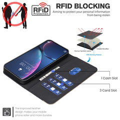 For iPhone 15 Pro Max Leather Case BINFEN COLOR BF36 Floral Pattern Phone Cover RFID Blocking Wallet Stand - TechGearPal