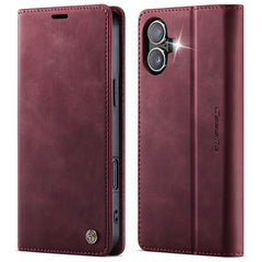 CASEME 033 Series For iPhone 16 Case RFID Blocking Wallet Stand Calf Texture Leather Phone Cover - TechGearPal
