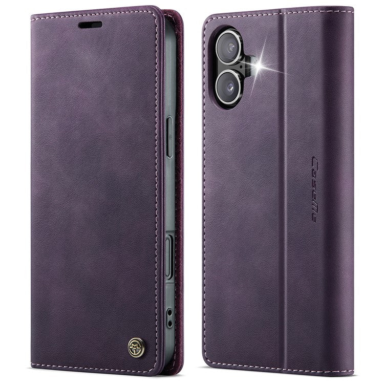 CASEME 033 Series For iPhone 16 Case RFID Blocking Wallet Stand Calf Texture Leather Phone Cover - TechGearPal