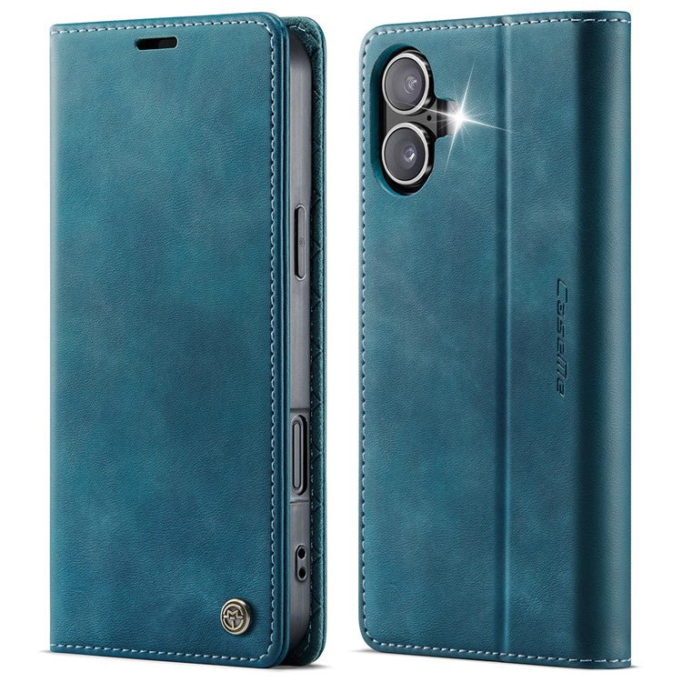 CASEME 033 Series For iPhone 16 Case RFID Blocking Wallet Stand Calf Texture Leather Phone Cover - TechGearPal
