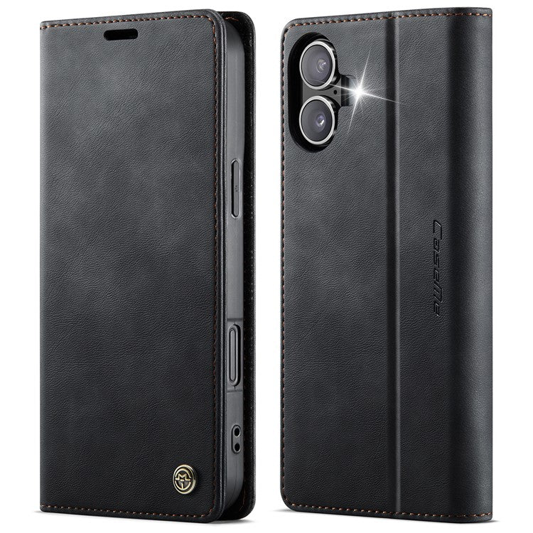 CASEME 033 Series For iPhone 16 Case RFID Blocking Wallet Stand Calf Texture Leather Phone Cover - TechGearPal