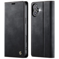 CASEME 033 Series For iPhone 16 Case RFID Blocking Wallet Stand Calf Texture Leather Phone Cover - TechGearPal