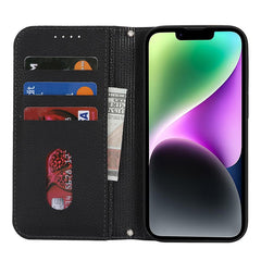 Stand Case for iPhone 14 / 13 Litchi Texture Leather Flip Phone Cover with Strap  /  Wallet - TechGearPal