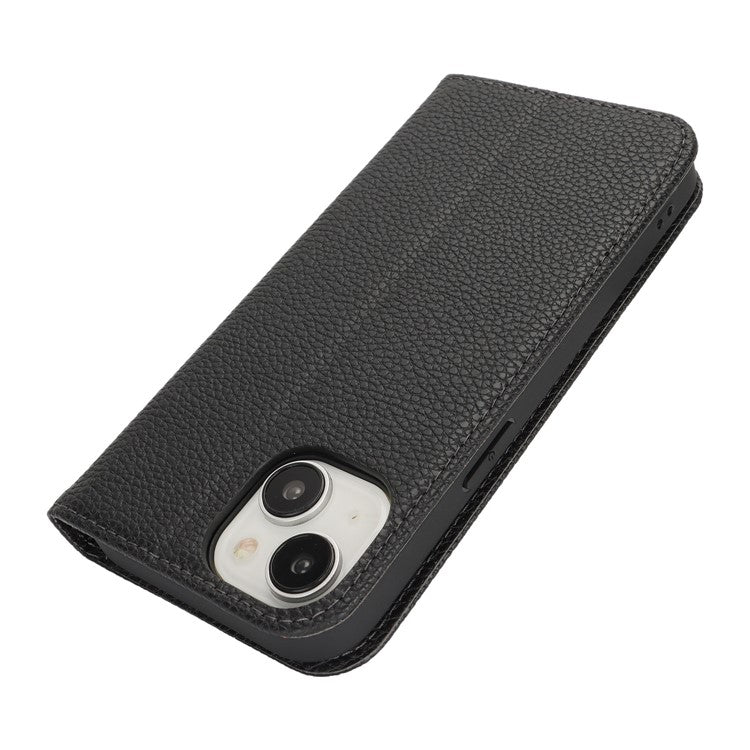 Stand Case for iPhone 14 / 13 Litchi Texture Leather Flip Phone Cover with Strap  /  Wallet - TechGearPal