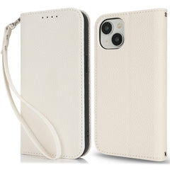 Stand Case for iPhone 14 / 13 Litchi Texture Leather Flip Phone Cover with Strap  /  Wallet - TechGearPal