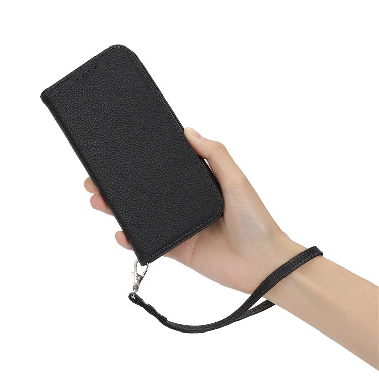 Stand Case for iPhone 13 Pro Max / 12 Pro Max Litchi Texture Leather Flip Phone Cover with Strap  /  Wallet - TechGearPal
