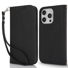 Stand Case for iPhone 13 Pro Max / 12 Pro Max Litchi Texture Leather Flip Phone Cover with Strap  /  Wallet - TechGearPal