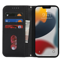 Stand Case for iPhone 13 Pro Max / 12 Pro Max Litchi Texture Leather Flip Phone Cover with Strap  /  Wallet - TechGearPal