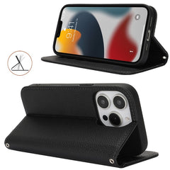 Stand Case for iPhone 13 Pro Max / 12 Pro Max Litchi Texture Leather Flip Phone Cover with Strap  /  Wallet - TechGearPal