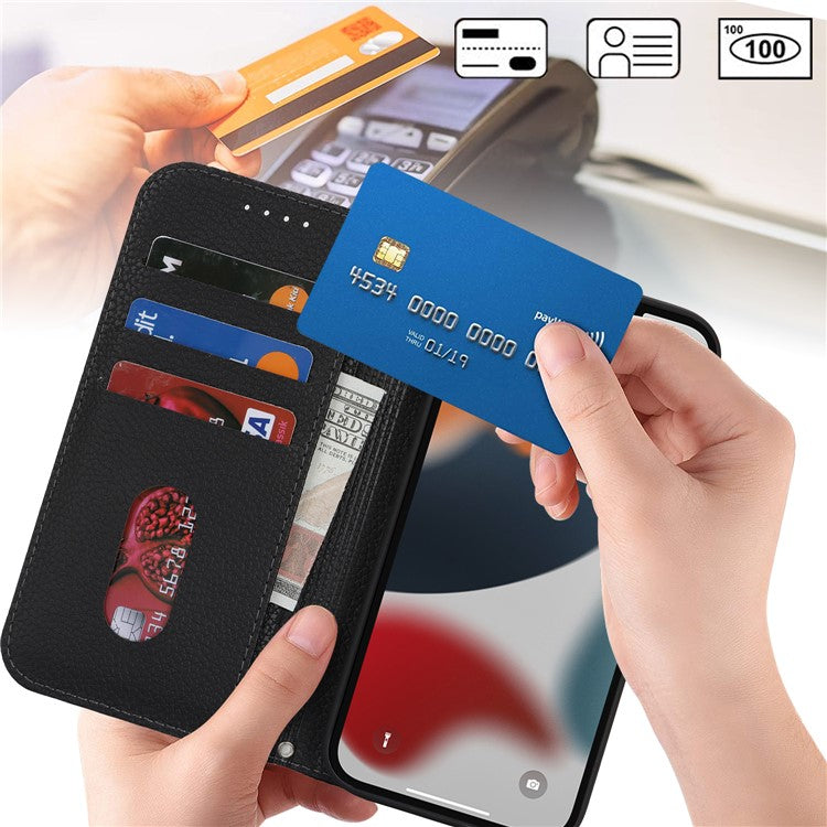 Stand Case for iPhone 13 Pro Max / 12 Pro Max Litchi Texture Leather Flip Phone Cover with Strap  /  Wallet - TechGearPal