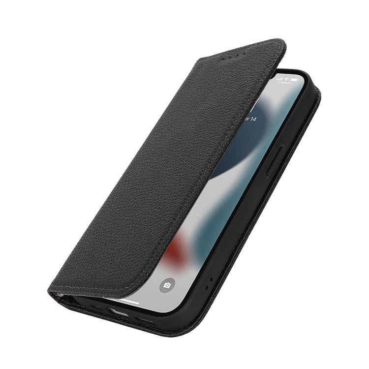 Stand Case for iPhone 13 Pro Max / 12 Pro Max Litchi Texture Leather Flip Phone Cover with Strap  /  Wallet - TechGearPal