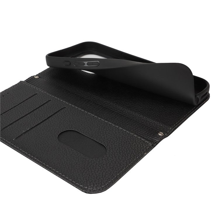 Stand Case for iPhone 13 Pro Max / 12 Pro Max Litchi Texture Leather Flip Phone Cover with Strap  /  Wallet - TechGearPal