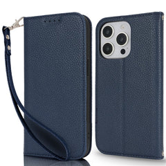 Stand Case for iPhone 13 Pro Max / 12 Pro Max Litchi Texture Leather Flip Phone Cover with Strap  /  Wallet - TechGearPal