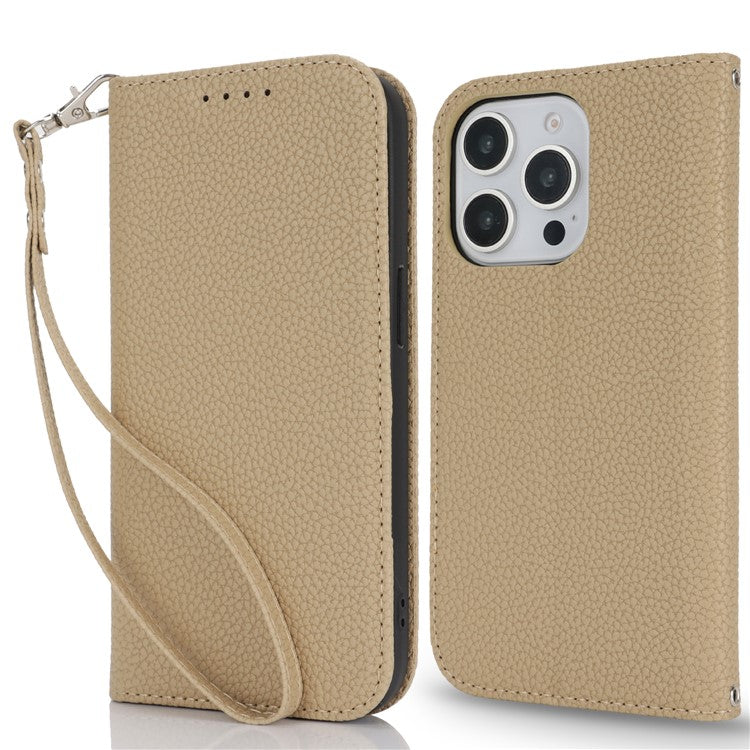 Stand Case for iPhone 13 Pro Max / 12 Pro Max Litchi Texture Leather Flip Phone Cover with Strap  /  Wallet - TechGearPal