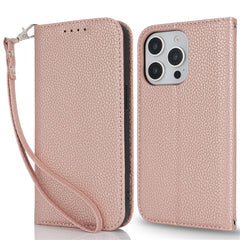 Stand Case for iPhone 13 Pro Max / 12 Pro Max Litchi Texture Leather Flip Phone Cover with Strap  /  Wallet - TechGearPal