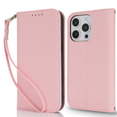 Stand Case for iPhone 13 Pro Max / 12 Pro Max Litchi Texture Leather Flip Phone Cover with Strap  /  Wallet - TechGearPal
