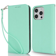 Stand Case for iPhone 13 Pro Max / 12 Pro Max Litchi Texture Leather Flip Phone Cover with Strap  /  Wallet - TechGearPal