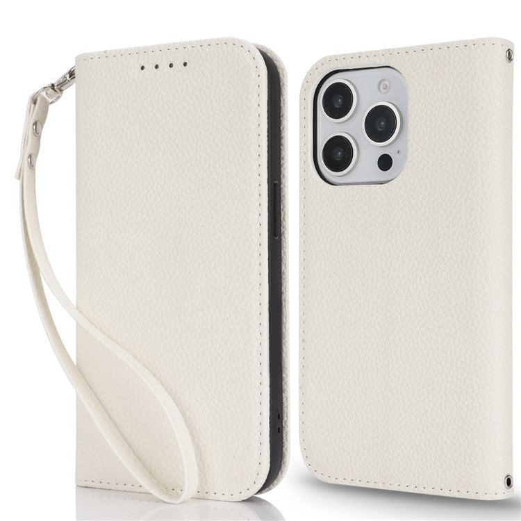 Stand Case for iPhone 13 Pro Max / 12 Pro Max Litchi Texture Leather Flip Phone Cover with Strap  /  Wallet - TechGearPal