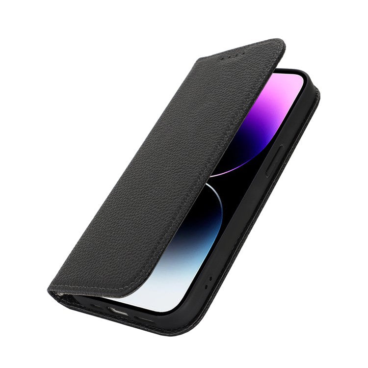 Stand Case for iPhone 14 Pro Max Litchi Texture Leather Flip Phone Cover with Strap  /  Wallet - TechGearPal