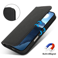Stand Case for iPhone 16 Plus Litchi Texture Leather Flip Phone Cover with Strap  /  Wallet