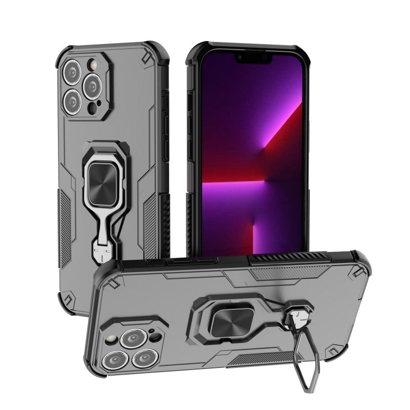 For iPhone 14 Pro Max Phone Case WANLONFENG PC TPU Back Cover Kickstand with Tempered Glass - TechGearPal