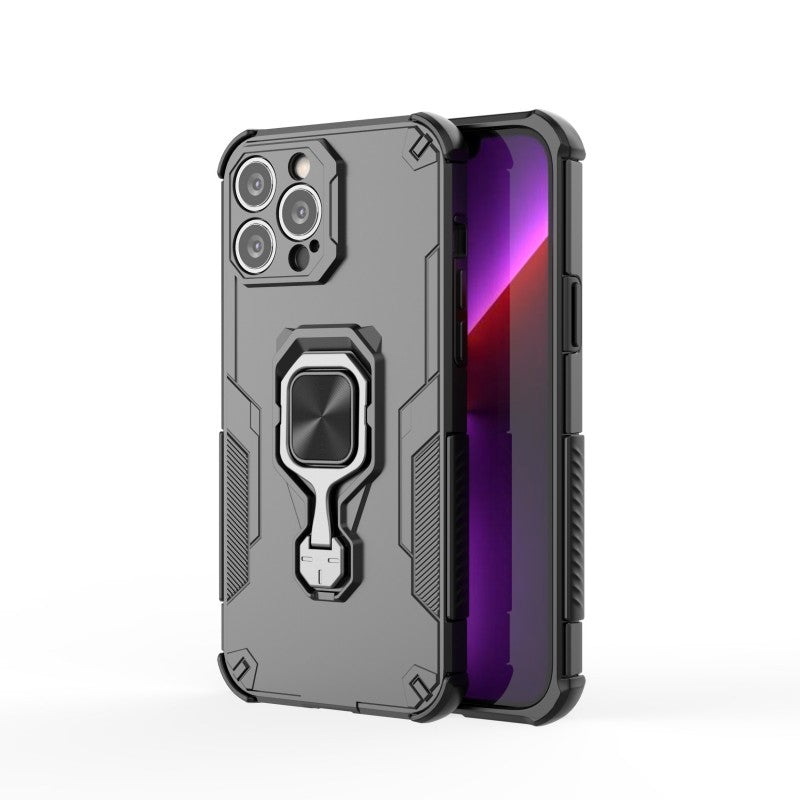 For iPhone 13 Pro Max 6.7 inch Phone Case WANLONFENG PC TPU Back Cover Kickstand with Tempered Glass - TechGearPal