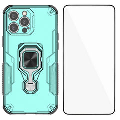 For iPhone 13 Pro Max 6.7 inch Phone Case WANLONFENG PC TPU Back Cover Kickstand with Tempered Glass - TechGearPal