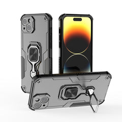 For iPhone 14 Phone Case WANLONFENG PC TPU Back Cover Kickstand with Tempered Glass - TechGearPal
