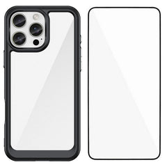 For iPhone 16 Pro Phone Case WANLONFENG XC Series TPU Acrylic Cover with Tempered Glass (Big Lens Hole) - TechGearPal