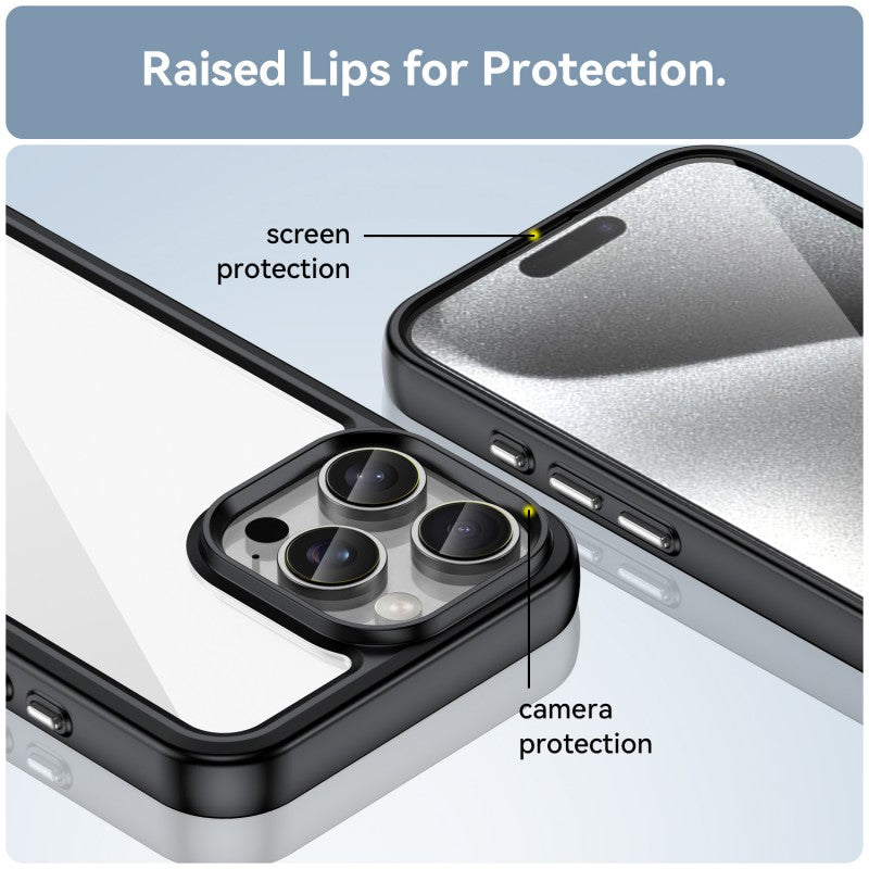 For iPhone 16 Pro Phone Case WANLONFENG XC Series TPU Acrylic Cover with Tempered Glass (Big Lens Hole) - TechGearPal