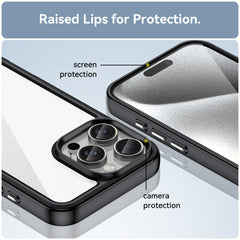 For iPhone 16 Pro Phone Case WANLONFENG XC Series TPU Acrylic Cover with Tempered Glass (Big Lens Hole) - TechGearPal