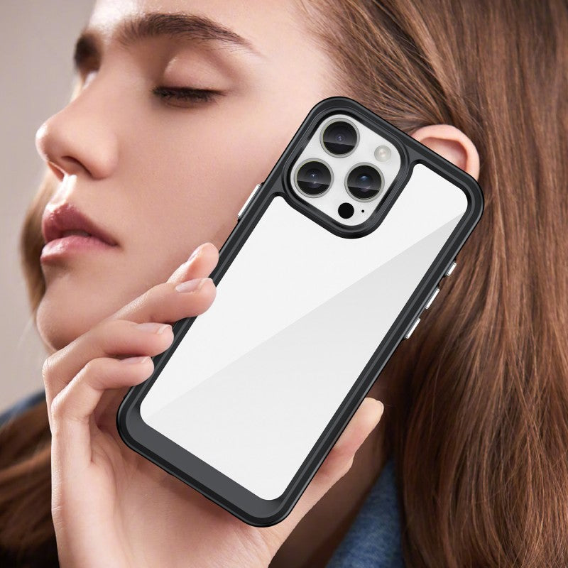 For iPhone 16 Pro Phone Case WANLONFENG XC Series TPU Acrylic Cover with Tempered Glass (Big Lens Hole) - TechGearPal