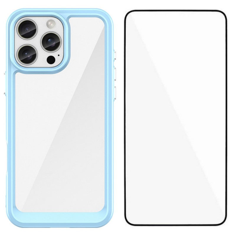 For iPhone 16 Pro Phone Case WANLONFENG XC Series TPU Acrylic Cover with Tempered Glass (Big Lens Hole) - TechGearPal