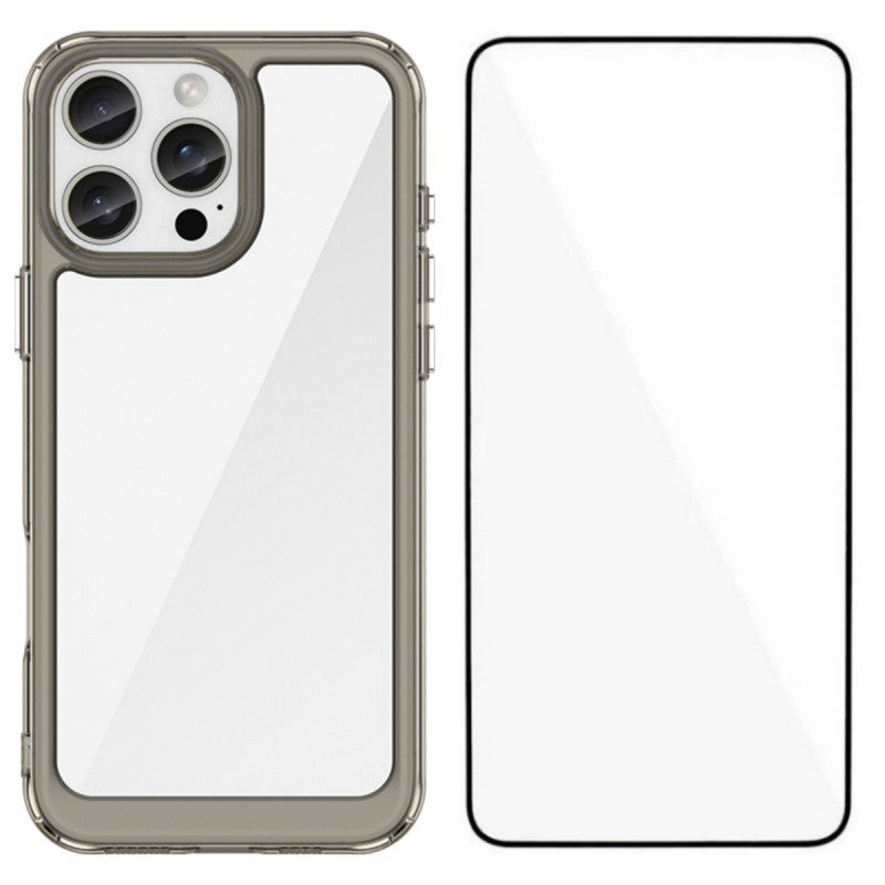 For iPhone 16 Pro Phone Case WANLONFENG XC Series TPU Acrylic Cover with Tempered Glass (Big Lens Hole) - TechGearPal