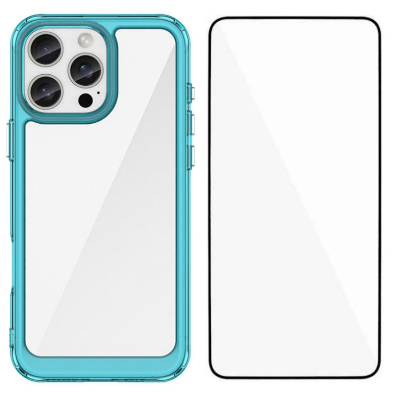 For iPhone 16 Pro Phone Case WANLONFENG XC Series TPU Acrylic Cover with Tempered Glass (Big Lens Hole) - TechGearPal