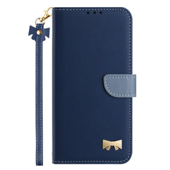 For iPhone 14 / 13 Case Bowknot Decor Wallet Leather Phone Cover with Wrist Strap - TechGearPal