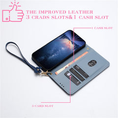 For iPhone 14 / 13 Case Bowknot Decor Wallet Leather Phone Cover with Wrist Strap - TechGearPal
