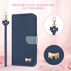 For iPhone 14 / 13 Case Bowknot Decor Wallet Leather Phone Cover with Wrist Strap - TechGearPal