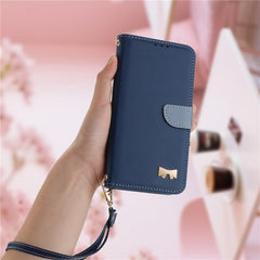 For iPhone 14 / 13 Case Bowknot Decor Wallet Leather Phone Cover with Wrist Strap - TechGearPal