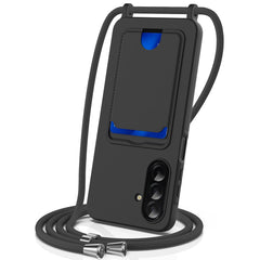 Für Samsung Galaxy A56 5G / Galaxy A36 5G Hülle Flüssigsilikon Kartenhalter Rückseite Telefonabdeckung mit Lanyard 