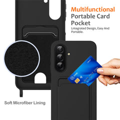 Für Samsung Galaxy A56 5G / Galaxy A36 5G Hülle Flüssigsilikon Kartenhalter Rückseite Telefonabdeckung mit Lanyard 