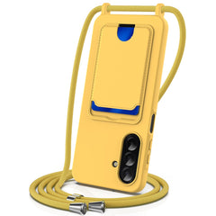 Für Samsung Galaxy A56 5G / Galaxy A36 5G Hülle Flüssigsilikon Kartenhalter Rückseite Telefonabdeckung mit Lanyard 